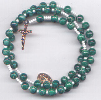 Green Imitation Marble spring wire rosary bracelet BR011