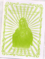Green Scapular with ribbon cord and leaflet - each