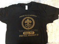 Gates of Hell shall not prevail black T-shirt Sz 2XL