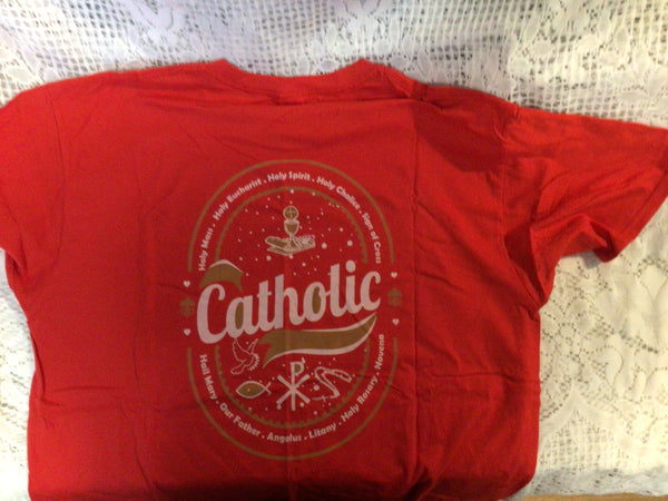 Totally Catholic  logo red T-shirt Sz 2XL