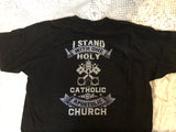 Catholic I Stand With One Holy Catholic black T-shirt Sz 2XL