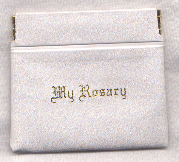 My Rosary white pinch rosary pouch each PCH15