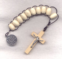 One Decade Pull Rosary White Wood Brigittine or Dominican PL02