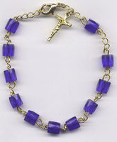 Cobalt Blue Trade Glass One Decade Rosary Bracelet BR026