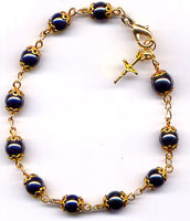 Capped Hematite One Decade Rosary Bracelet BR019