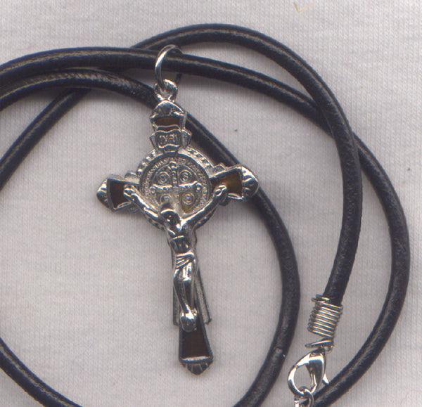 St Benedict Crucifix brown enamel necklace NCL03