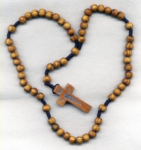 Wood Cord Rosary Stripe Woodgrain Beads CD01